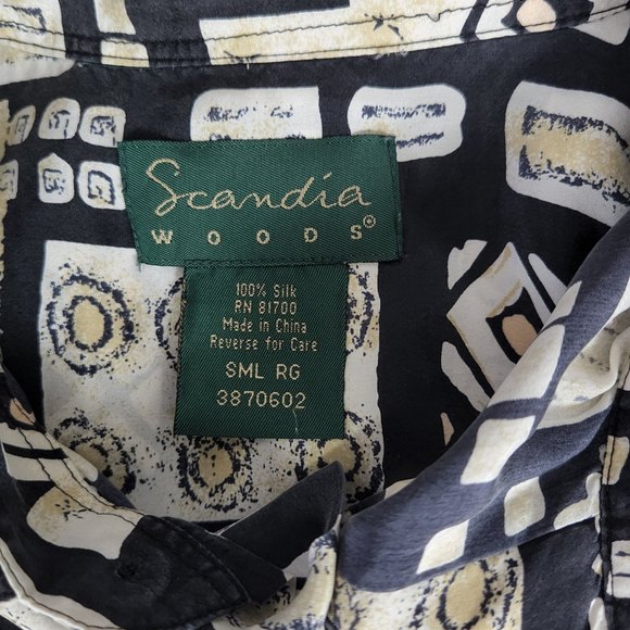 Scandia Woods Silk Geometric Abstract Men's Shirt Size Small - Picture 4 of 5